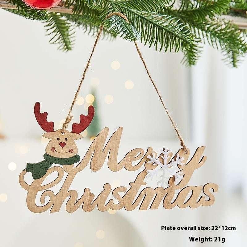 Christmas Tree Ornaments Christmas Wooden English Letter Card Ornaments